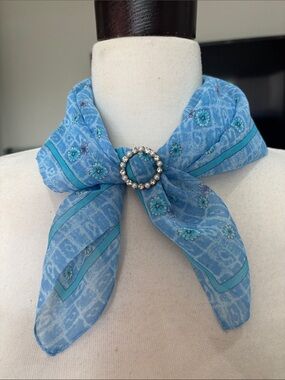 Light Blue Floral Square Scarf